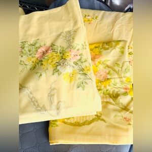 JP Stevens Utica Elegante Yellow Floral Twin Sheet Set 3 Pcs Vintage MCM